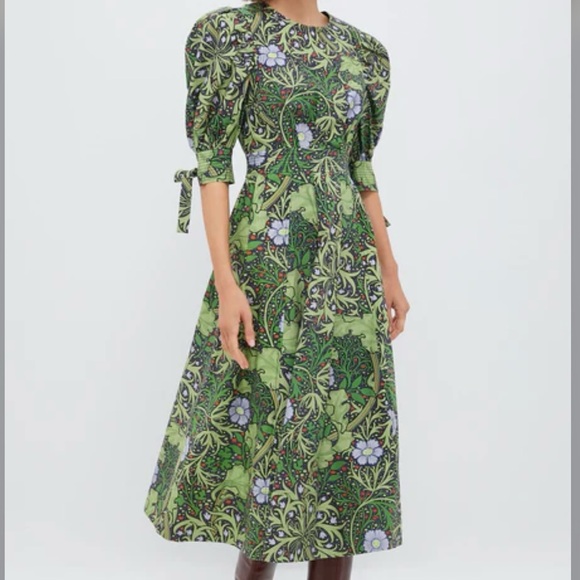HYACINTH HOUSE Green Vine Floral Grayson Midi Dress